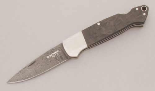 Boker Knives 2017 Collectors Damascus with Carbon Fiber Handle Scales handle material - Obverse Side - Item #KLC13479