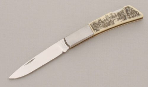 Gerber Knives 7728 Silver Knight 300 A with Ivory Micarta Scales handle material - Obverse Side - Item #KLC13497