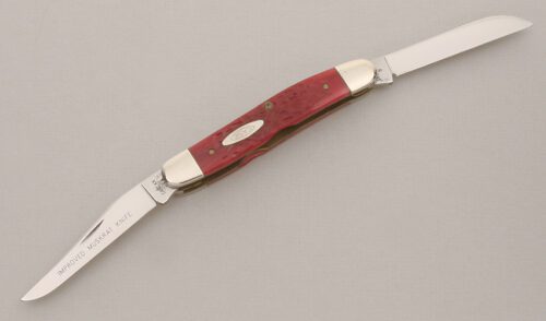 Case Cutlery Hawbaker's Special Muskrat with Dark Red Bone Scales handle material - Obverse Side - Item #KLC13498