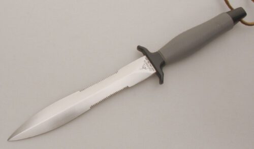 Gerber Knives Mark II with Black & Gray Armorhide handle material - Obverse Side - Item #KLC13506