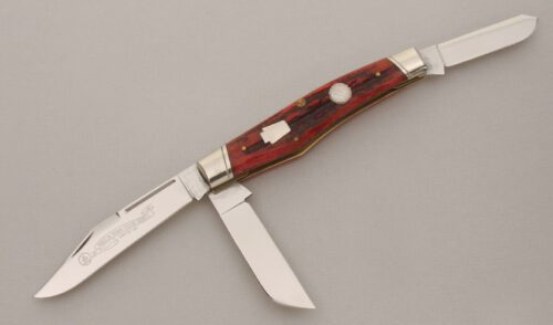 Schatt & Morgan 2006 NKCA Reverse Gunstock with Red Jigged Bone Scales handle material - Obverse Side - Item #KLC13519