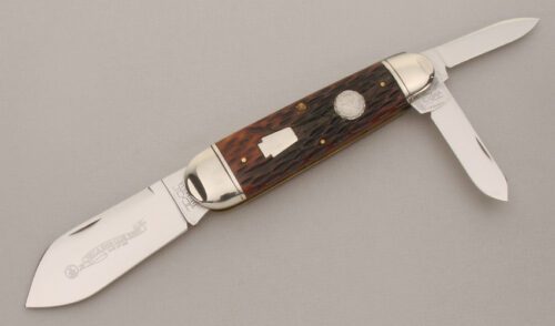 Schatt & Morgan 2008 NKCA Sunfish Whittler with Brown Jigged Bone Scales handle material - Obverse Side - Item #KLC13520