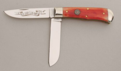 Great Eastern Cutlery 2008 NKCA Club Trapper with Smooth Red Bone Scales handle material - Obverse Side - Item #KLC13522