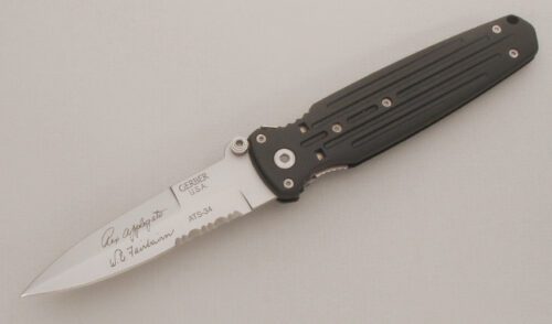 Gerber Knives Applegate/Fairbairn Covert with Glass Reinforced Nylon Scales handle material - Obverse Side - Item #KLC13528