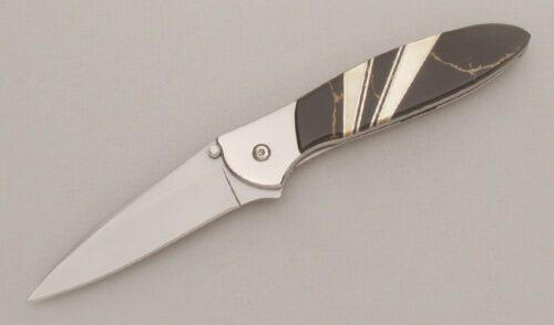 Kershaw Knives 1660 Leek Assisted Open with Aztec Gold & Gold Lip Pearl handle material - Obverse Side - Item #KLC13530