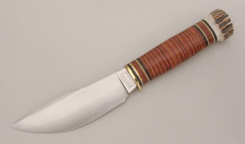 Marble's Knives Woodcraft with Stacked Leather Handle handle material - Obverse Side - Item #KLC13542