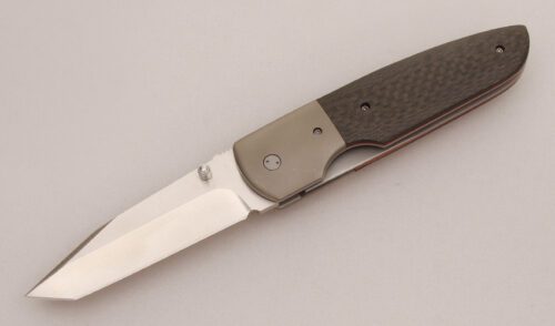 Tim Britton Recondo Liner Lock Folder with Carbon Fiber Handle Scales handle material - Obverse Side - Item #KLC13558