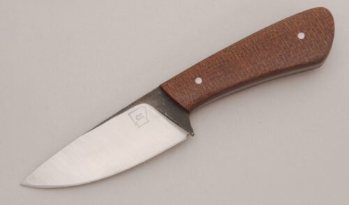 Cass Stanford Hunter with Brown Burlap Micarta Scales handle material - Obverse Side - Item #KLC13564