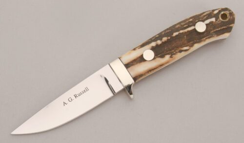 A.G. Russell Caper Finn Knife with Stag Handle Scales handle material - Obverse Side - Item #KLC13577