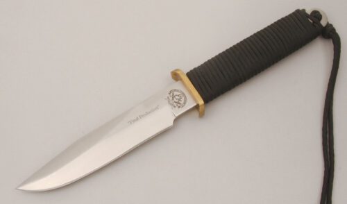 Ek Knives Commando Bowie with Black Cord Wrapped Handle handle material - Obverse Side - Item #KLC13588