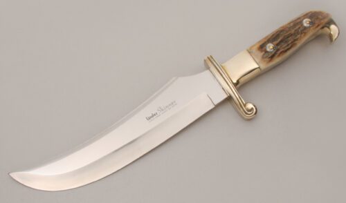 Linder Knives Large Buffalo Skinner with Cast German Silver Handle handle material - Obverse Side - Item #KLC13590