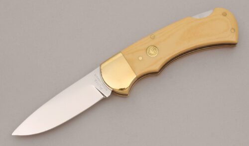 Puma Knives 715 4 Star Lockback with Ivory Micarta Handle Scales handle material - Obverse Side - Item #KLC13605