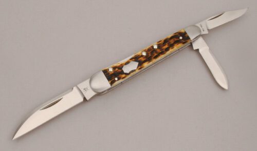 Case Cutlery Tony Bose Wharncliffe Whittler with Peach Seed Jigged Antique Bone handle material - Obverse Side - Item #KLC13607