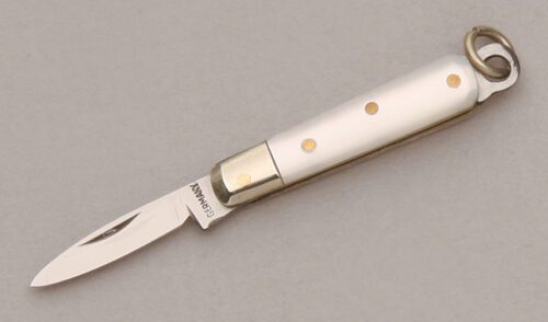 Unknown Maker Miniature Folder with Mother of Pearl Scales handle material - Obverse Side - Item #KLC13612