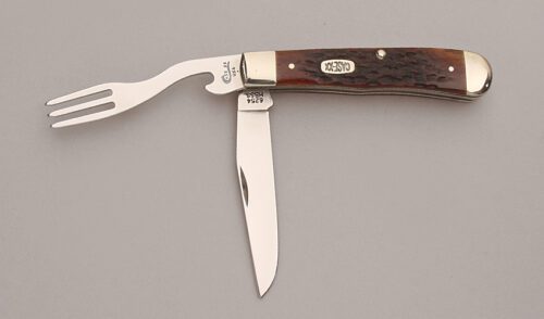 Case Cutlery 6254 HB Hobo Set with Jigged Brown Bone handle material - Obverse Side - Item #KLC13620
