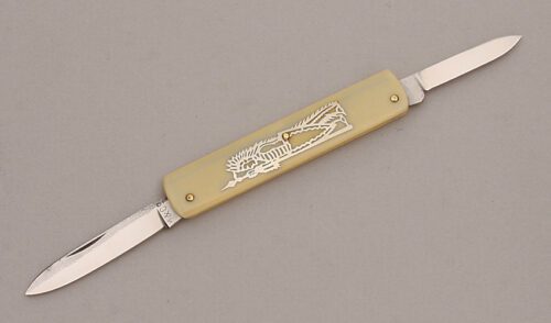 M & Co Two Blade Pen Knife with Ivory Celluloid Handle handle material - Obverse Side - Item #KLC13630