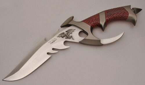 United Cutlery Gil Hibben "Dragon Lord" with Imitation Chinese Carving Ston handle material - Obverse Side - Item #KLC13632
