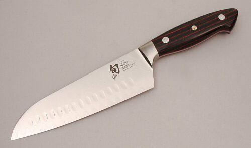 Shun Cutlery Shun Reserve HG Santoku with Pakkawood Handle Scales handle material - Obverse Side - Item #KLC13636