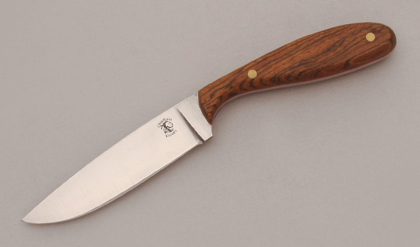 Chieftain Knives Neck Knife with Cocobolo Wood Handle Scales handle material - Obverse Side - Item #KLC13649