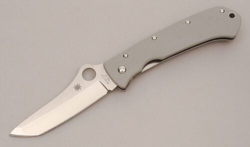 Spyderco Knives C46GPGY Lum Tanto with Gray G-10 Scales handle material - Obverse Side - Item #KLC13657