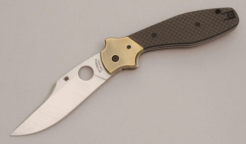 Spyderco Knives C190CFP Schempp Bowie Pin with Carbon Fiber/G-10 Laminate handle material - Obverse Side - Item #KLC13658