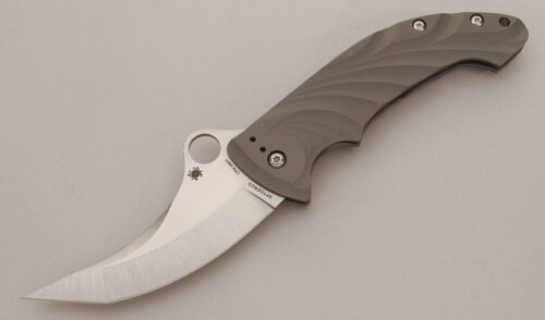 Spyderco Knives C198TIP Tighe Stick Framelock with 3-D Titanium Frame handle material - Obverse Side - Item #KLC13666