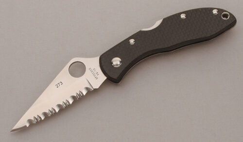 Spyderco Knives C11 Delica Midlock Folder with 3-D Carbon Fiber Scales handle material - Obverse Side - Item #KLC13667