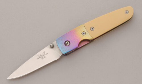 Benchmade Knives 850 Mel Pardue Linerlock with Ivory Micarta Scales handle material - Obverse Side - Item #KLC13670