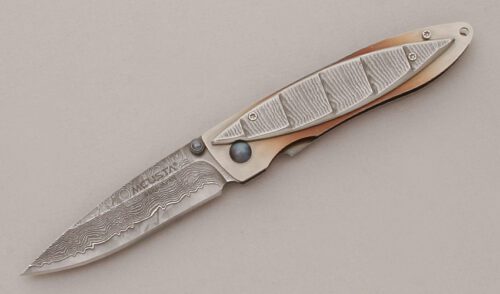 Mcusta Knives MC-32D "Hatake" Linerlock with Stainless Frame handle material - Obverse Side - Item #KLC13671