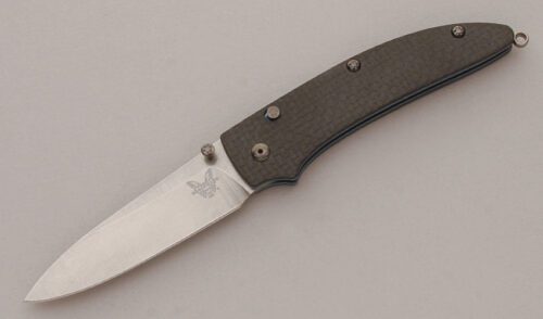 Benchmade Knives Shoki Nak-Lok First Production with Carbon Fiber Handle Scales handle material - Obverse Side - Item #KLC13672