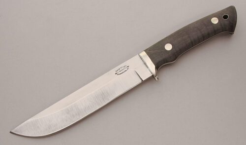Deryl Wright Hunter with Gray Curly Maple Scales handle material - Obverse Side - Item #KLC13679