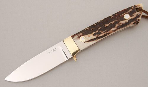 B.J. Hoseck Drop Point Hunter with Stag Handle Scales handle material - Obverse Side - Item #KLC13680
