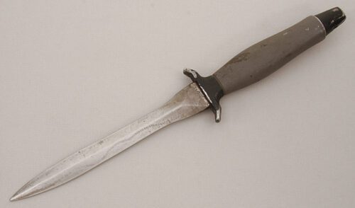Gerber Knives Mark II with Black & Gray Armorhide handle material - Obverse Side - Item #KLC13682