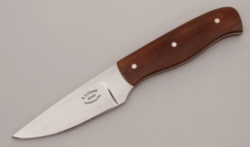 E.V. Chavar Neck Knife with Burgandy Micarta Scales handle material - Obverse Side - Item #KLC13685