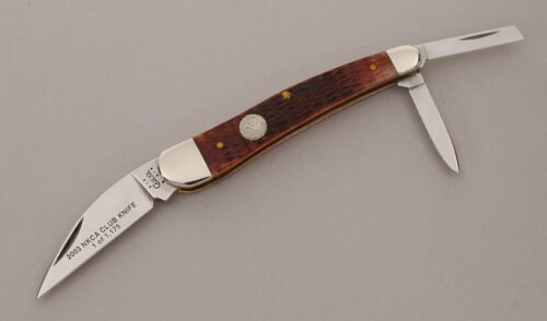 Case Cutlery 2003 NKCA Seahorse Whittler with Brown Jigged Bone Scales handle material - Obverse Side - Item #KLC13697