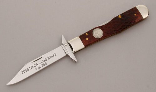 Case Cutlery 2005 NKCA Cheetah Lockback with Walnut Jigged Bone Scales handle material - Obverse Side - Item #KLC13699