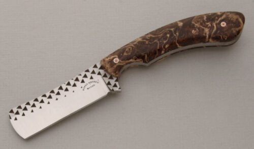 Roper Kiesner Bull Cutter with Burl Wood Handle Scales handle material - Obverse Side - Item #KLC13709