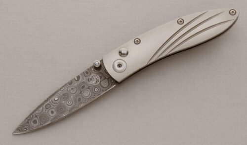 William Henry Knives B5 Monarch Button Lock with Titanium Frame handle material - Obverse Side - Item #KLC13712