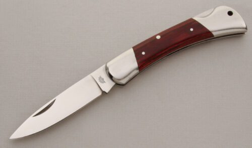 Eye Brand Knives Lockback Folder with Laminated Wood Handle Scales handle material - Obverse Side - Item #KLC13716