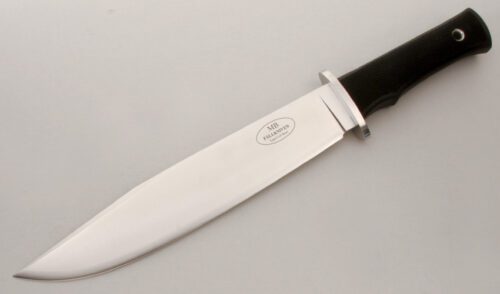 Fallkniven Knives Modern Bowie with Black Checkered Thermorun handle material - Obverse Side - Item #KLC13724