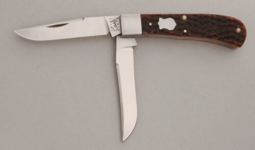 Case Cutlery Tony Bose Millenium Trapper with Jigged Bone Handle Scales handle material - Obverse Side - Item #KLC13733