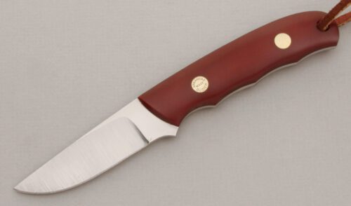 Dozier Knives Straight Personal with Coral Rucarta Handle Scales handle material - Obverse Side - Item #KLC13735