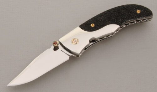 Unknown Maker Custom Linerlock Folder with Rayskin Handle Scales handle material - Obverse Side - Item #KLC13744
