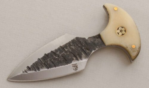 Unknown Maker Small Push Dagger with Smooth White Bone Scales handle material - Obverse Side - Item #KLC13746