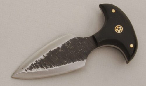 Unknown Maker Small Push Dagger with Black Micarta Handle Scales handle material - Obverse Side - Item #KLC13747