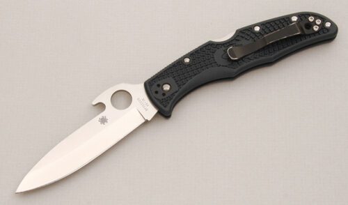 Spyderco Knives Wave Endura Midlock Folder with Dark Blue FRN Frame handle material - Obverse Side - Item #KLC13766