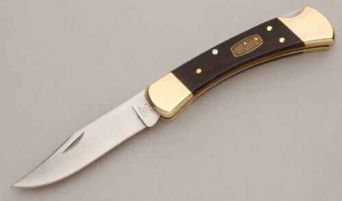 Buck Knives Buck 110 50th Anniversary with Macassar Ebony Diamond Wood handle material - Obverse Side - Item #KLC13775