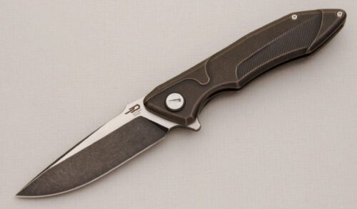 Bestech Knives Starfighter Framelock Folder with Blackwash Titanium Frame handle material - Obverse Side - Item #KLC13780