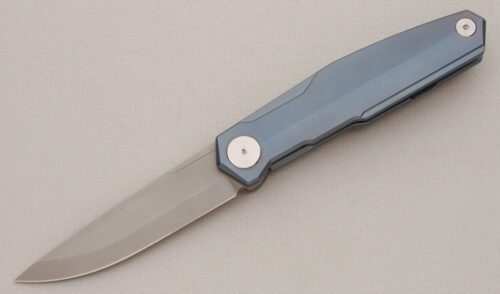 Real Steel S3 Puukko Framelock Folder with Sky Purple Titanium Frame handle material - Obverse Side - Item #KLC13784