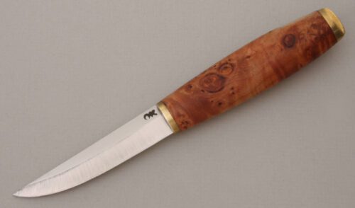 Olavai Kemppainen Puukko with Raita Wood Handle handle material - Obverse Side - Item #KLC13791